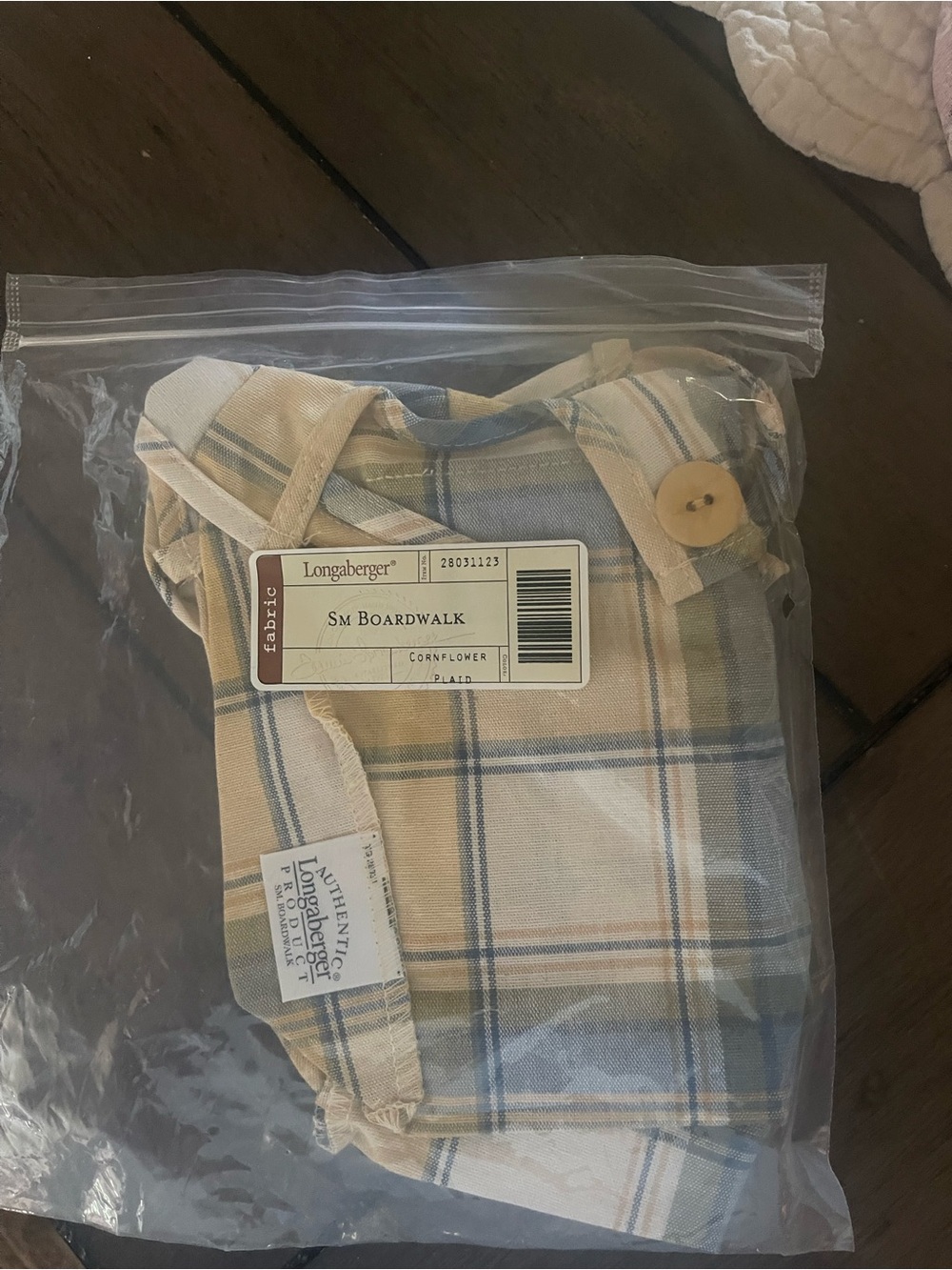 Longaberger Cornflower Plaid Small Boardwalk Liner - Blue & Cream Plaid - Picture 2 of 2